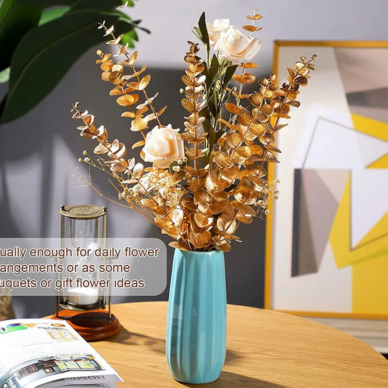 10PCS-Gold-Eucalyptus-Leaf-Artificial-Plants-Diy-Christmas-Fake-Plant-Flower-Bouquet-Ornament-Home-Garden-Party-1.webp 10PCS Gold Eucalyptus Leaf Artificial Plants Diy Christmas Fake Plant Flower Bouquet Ornament Home Garden Party Wedding Decor - Image 2